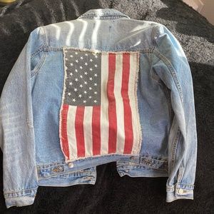 Denim Jacket w/ American Flag on Back